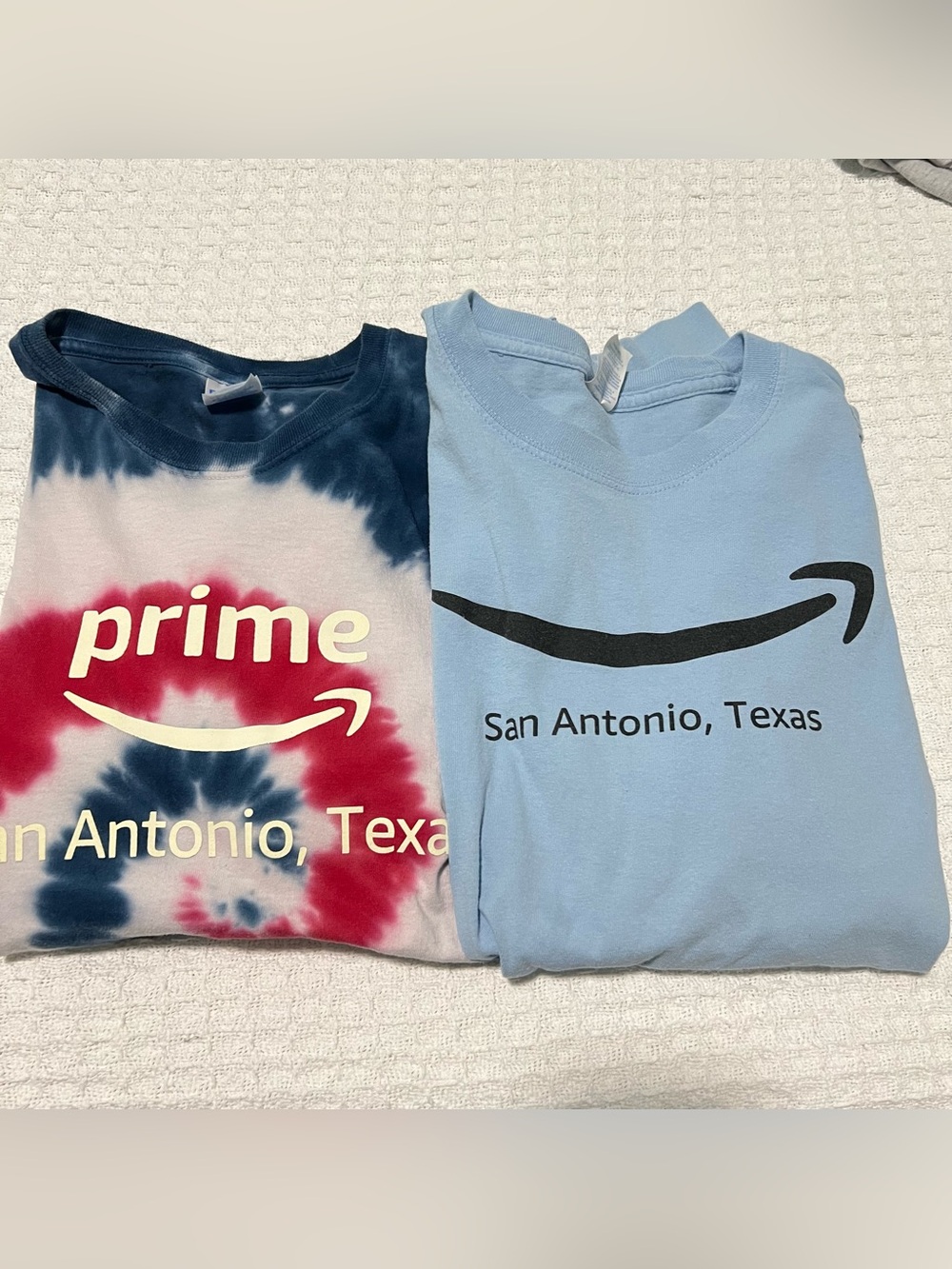 Amazon/ San Antonio Employee T-shirt Bundle Large Red White Blue Tie Dye Tee